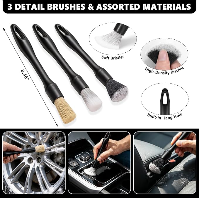 21PCS Car Detailing Kit Interior Cleaner - with Handheld Car Vacuum, Windshield Cleaning Tool, Detailing Brushes, Car Cleaning Supplies Kit for Women Men (Black)