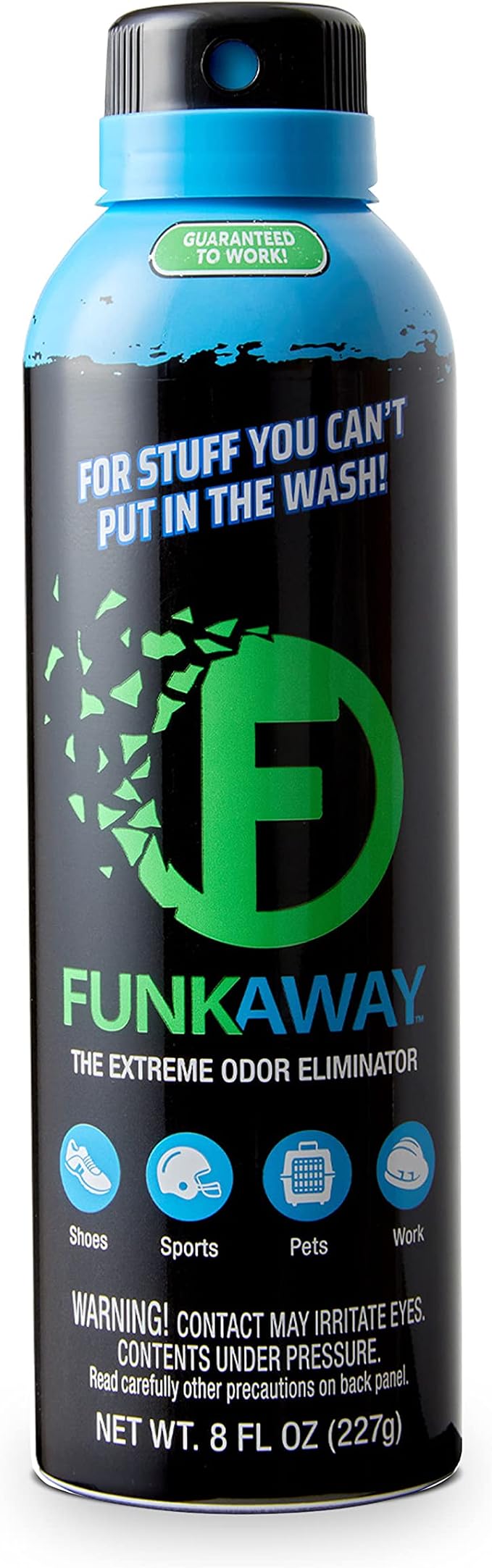 FunkAway Aerosol Spray, 8 oz., Extreme Odor Eliminator Spray, Ideal for Shoe Smells, Pet Odors and Bulky Stuff that Won't Fit in the Wash; Attacks Musty Odors at the Source