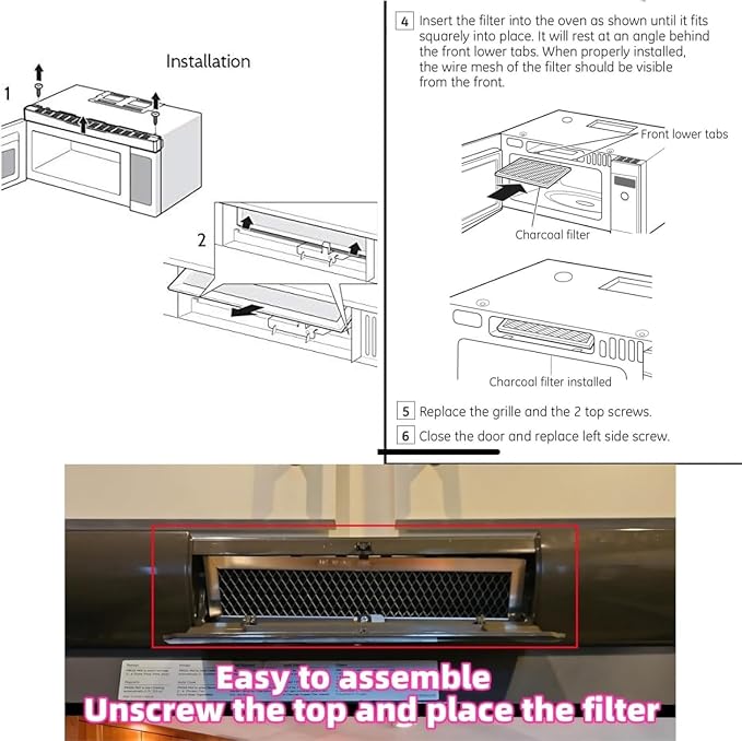 2 charcoal filter with aluminum frame for Frigidaire FRPAMRAF Replacement Air Microwave Filter Replacement FFMV152,FGMV153,FFMV154,FGMV155,FMV157,FFMV162, FFMV163, FFMV164,FFMV174,FGMV175, FGMV176