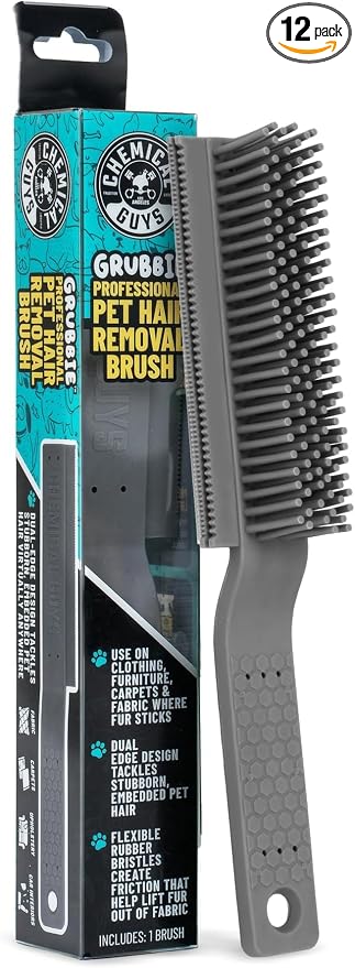 Chemical Guys Professional Rubber Pet Hair Removal Brush – Multi Surface Detailing&Pet Hair Removal Tool for Cars,Trucks,SUVs,RVs&Home – Removes Lint and Debris from Upholstery and Carpet,(Pack of 12)