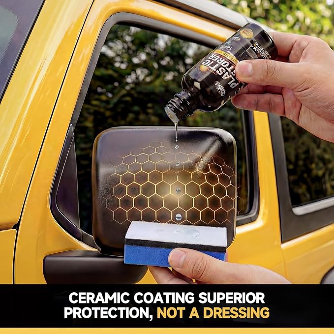 Toretark Plastic Restorer for Cars, Not a Dressing, Black Trim Restorer, Ceramic Crystal Coating Highly Concentrated, Lasting Up to 6 Months+ with UV Protection, Restore Automotive Exterior Protectant