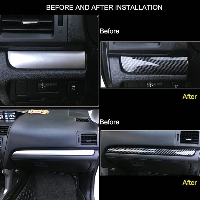 HIGH FLYING for Subaru WRX STI 2015-2021, XV Crosstrek 13-17 Car Accessories Center Console Dashboard Strip Decor Cover Trim ABS Carbon Fiber Grain 2pcs (Not Fit RHD)