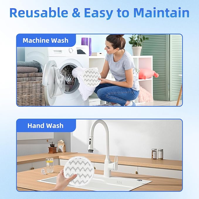 VIEWALL Steam Mop Pads Replacement for Shark S8000 S8001 S8002 S8200 S820 | S8201 S7001 S7201 S7000 S7005 S7020 S7001 S7020 7001 S7201 7003 Steam Scrub, Dirt Grip Soft Washable Scrub Pads 8 Pack