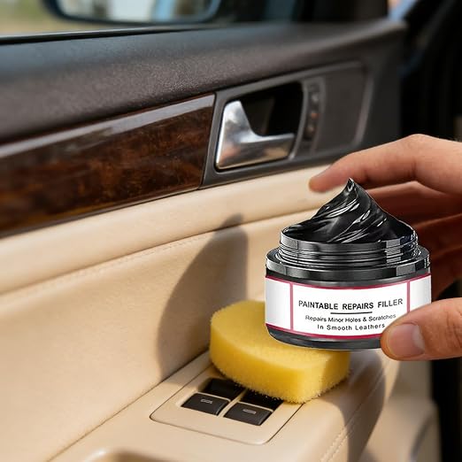 Trim Restorer Automotive 50g Long-Lasting Quick Paste with Sponge | Vehicles Scratch Remover for Interior Leather Dashboard Boat Truck Convertible Garage Home Underseat Maintenance Care