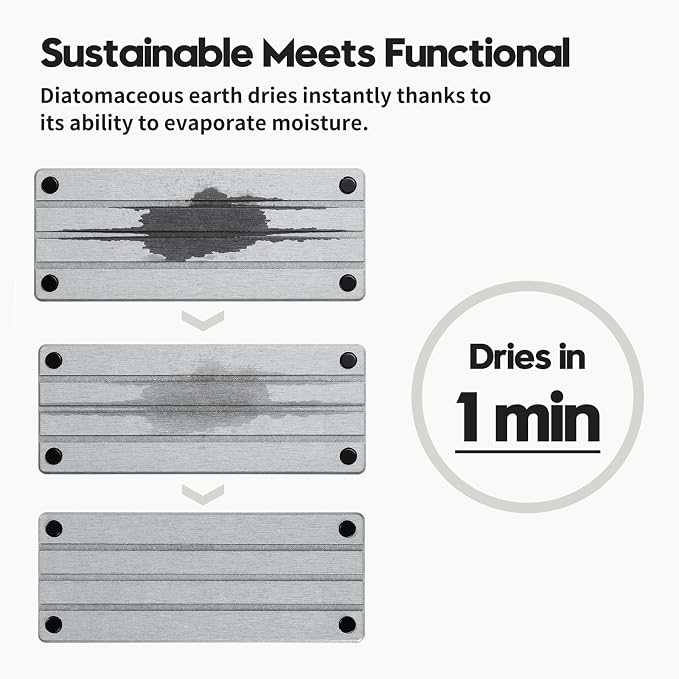Razborci Fast Stone Drying Tray Diatomite Sponge Holder Mat, Kitchen Sink Organizer Sink Caddy, Kitchen & Bathroom Counter Makeup Vanity Dispenser Toothbrush Bottle Soap Dish Rack,Light Gray, 10" x 4"