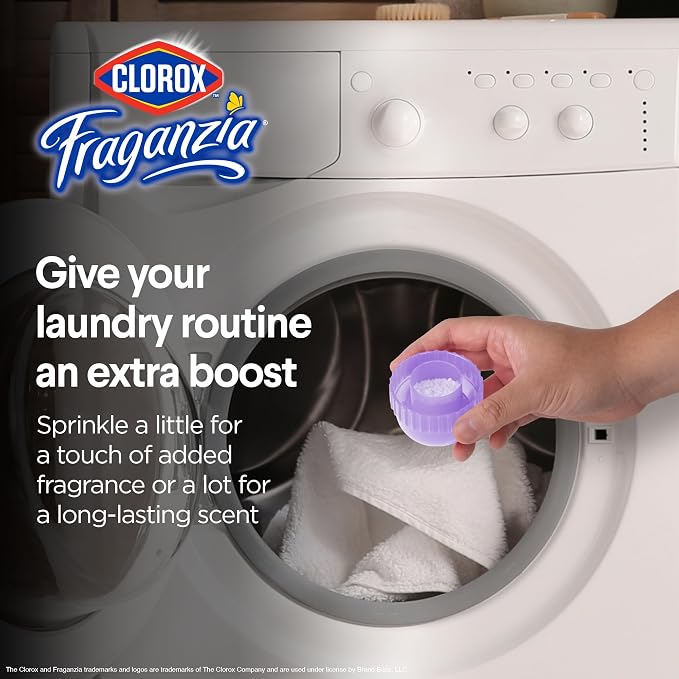 Clorox Fraganzia Laundry Scent Booster Crystals, In-Wash Fragrance Beads for Fresh-Smelling Clothes & Linens, Safe for All Fabrics & Colors, Easy-Pour Bottle, Dreamy Jasmine Scent, 18 Oz, 2 Pack