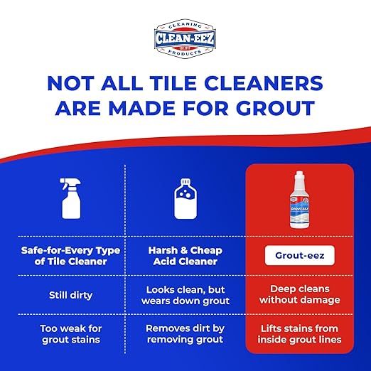 Clean-eez Grout-eez Super Heavy-Duty Grout Cleaner - Powerful Tile and Floor Stain Remover for Bathroom, Kitchen, and More - 32 oz.