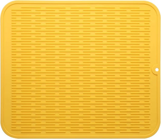 MicoYang Silicone Dish Drying Mat for Multiple Usage,Easy clean,Eco-friendly,Heat-resistant Silicone Mat for Kitchen Counter or Sink,Refrigerator or Drawer Liner Yellow 2XL 24 inches x 18 inches
