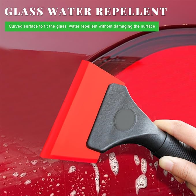 Yourkar 2 PCS Window Tint Kit Tools, Professional Vinyl Wrap Kit with Plastic Squeegee & Felt Squeegee, Universal Privacy Film Installation Tint Tools for Vehicle Glass Home (Red)