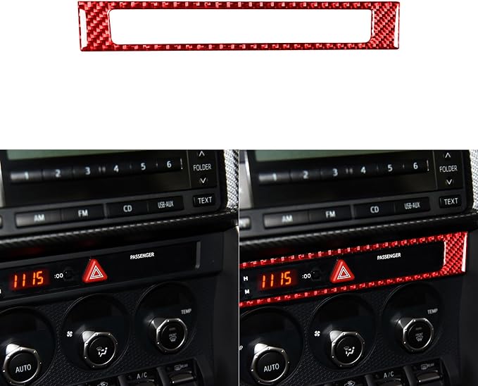 Red Real Carbon Fiber Accessories Hazard Light Button Panel Frame Decorative Decals Car Trim Stickers Compatible with Subaru BRZ/Scion FR-S/Toyota 86 2016 2017 2018 2019 2020