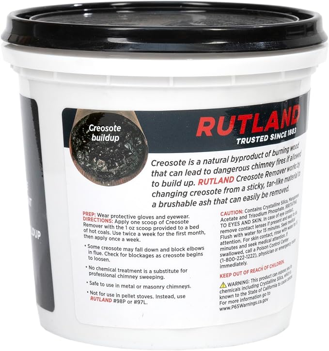 Rutland Creosote Remover, Fireplace, Wood Stove & Chimney Cleaner, 2 lb Tub