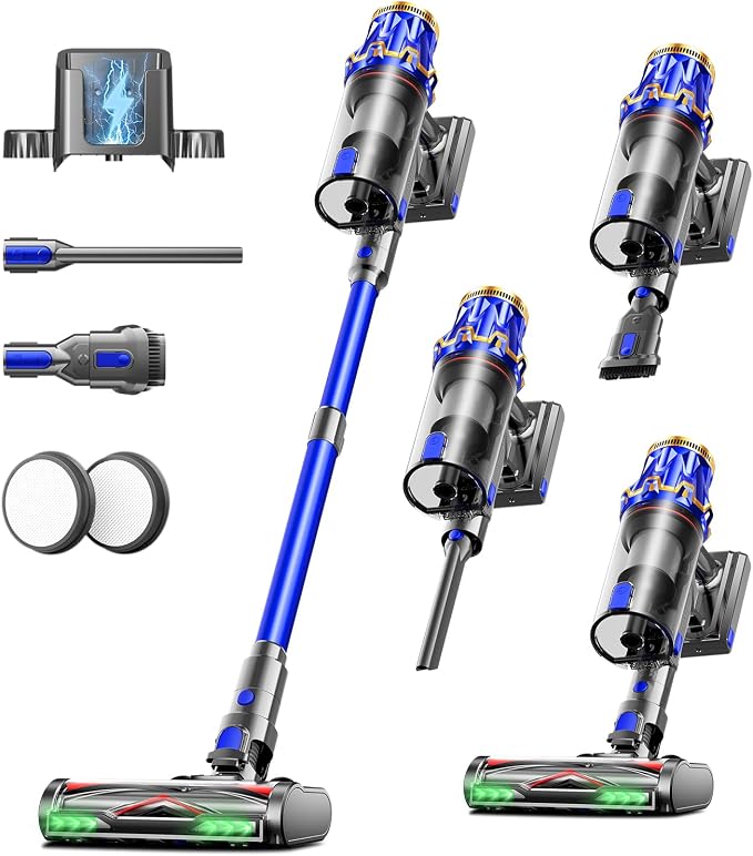 Cordless Vacuum Cleaner, Upgraded 650W 60KPA 70Mins Vacuum Cleaners for Home, Self-Standing Stick Vacuum Cleaner, Anti-tangle Wireless, OLED Screen, 1.8L Cup for Hardwood Floors,Carpet,Pet Hair,Car