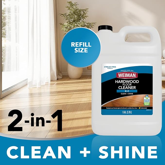 Weiman Hardwood Floor Cleaner Gallon and Refillable Squeeze Bottle - Finished Wood Surfaces