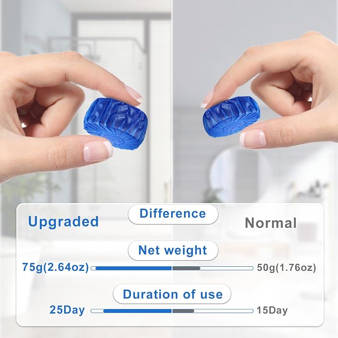 Msvvko Toilet Bowl Cleaner Tablets 32 Packs-85oz, Ultra-Clean Blue Cleaners for Deodorizing & Descaling, Long-Lasting Automatic Toilet Tank Cleaners, Against Tough Stains