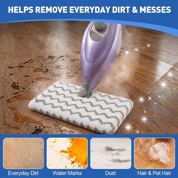 Tidy Monster Steam Mop Pads with Scrub Strips Microfiber Replacement Pad Refills for Shark Steam Pocket Mop S3500 Series S3501 S3601 S3550 S3801 S3901 SE450 S3601D S3901D (White Scrub Stripe 4 Pack)
