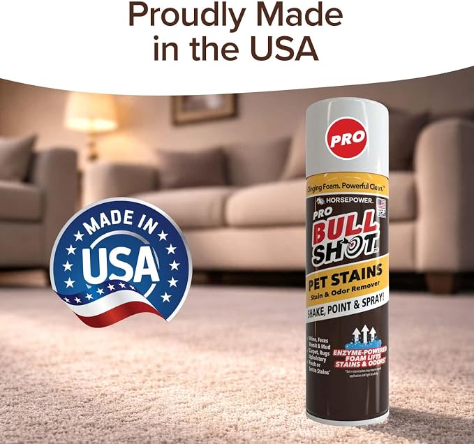 Bull Shot Pro Pet Stains, Foaming Enzyme Powered Pet Stain & Odor Remover