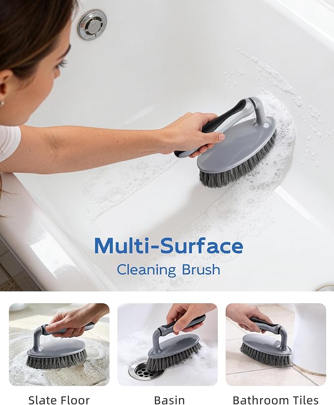 MR.SIGA Heavy Duty Scrub Brush with Comfortable Grip for Bathroom Shower | Strong bristles with effective scrubbing power, ideal for kitchen, bathroom, shower and everyday household cleaning.