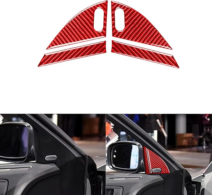 Door Speaker Trim Decals Fit for Dodge Charger/Chrysler 300 2011-2023 | Real Carbon Fiber | Accessories | Trim Door Speaker Surround Cover | Anti-scratch | Self-adhesive | Red