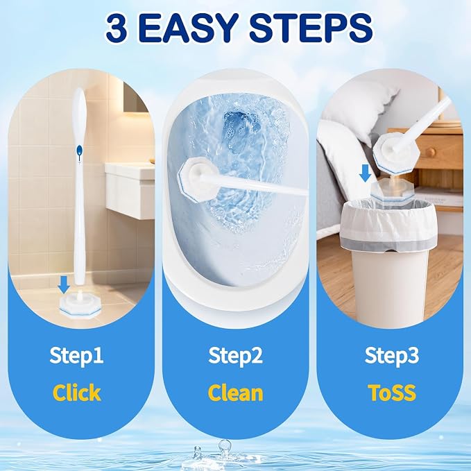 60 Count Disposable Toilet Brush Refill Heads, Sturdy Non-Shed Replacement Pads with Fresh Fragrance