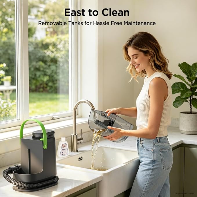 18Kpa Portable Carpet Cleaner Machine for Cars, Pets, Spot, Rug, Couch | 54+42 Oz Water Tank Upholstery Cleaner, 600W Motor with Self-Cleaning Tool and 3pcs Versatile Stain Tools