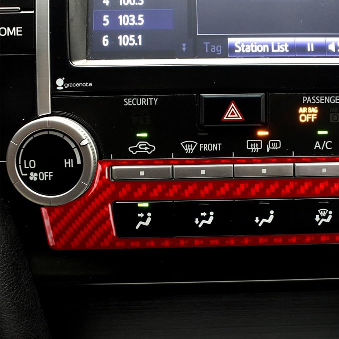 Real Carbon Fiber Trim for Toyota Camry Accessories | for 2012 2013 2014 Central Control Air Conditioning Panel Interior Thick Overlay Decal