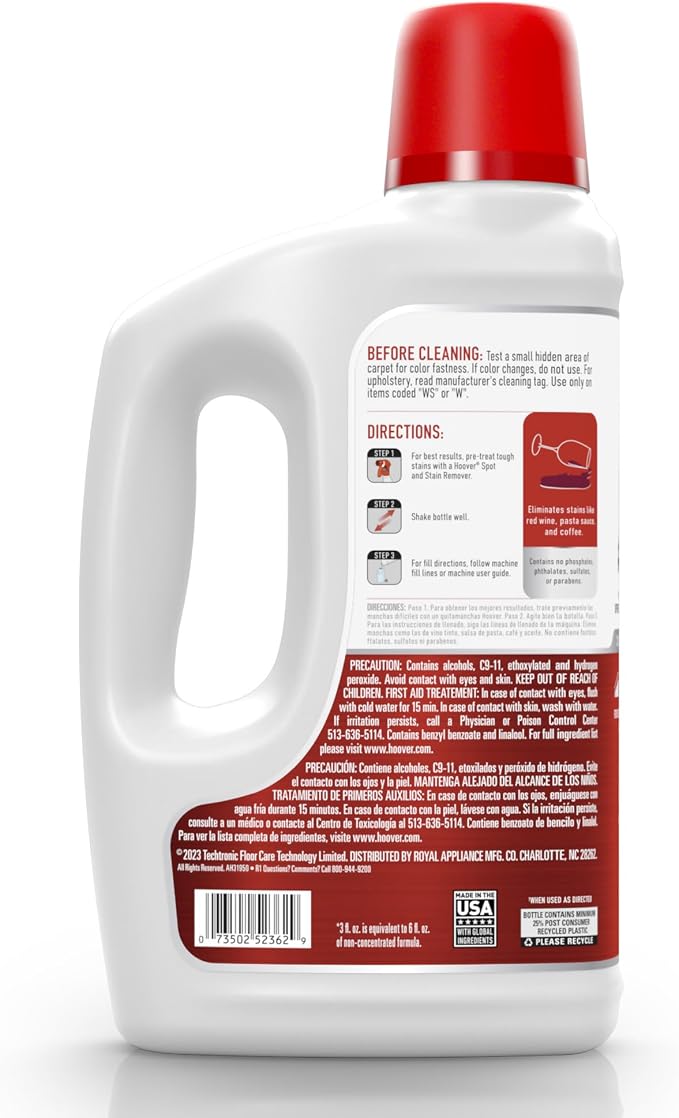 Hoover Oxy Carpet Cleaner Solution, 50 oz., Ocean Breeze Scent, Deep Cleaning Carpet Shampoo Solution, Removes Tough Colored Stains from Carpet and Upholstery, Pair with Hoover Carpet Cleaner Machine | Deep Cleaning Carpet Shampoo Solution, Removes Tou...