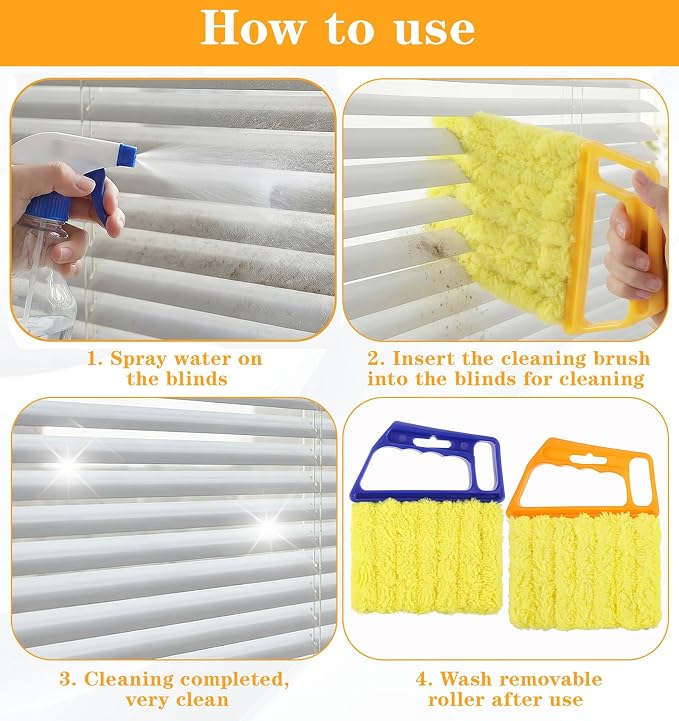 2PCS Blind Duster for Wood Blinds, Window Blind Cleaner Duster Tool | Washable Blinds Dusters for Cleaning, Window& Vinyl Blinds Cleaning
