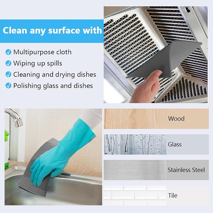HOMEXCEL Swedish Dishcloths for Kitchen 20 Pack, Sponge Dish Cloth for Counters & Washing Dishes, Reusable and Absorbent Paper Towels, Grey