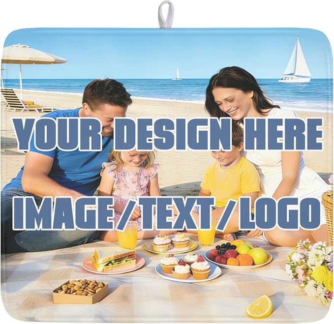 Custom Dish Drying Mat Design Your Photo Text Logo 16x18 Inch | Polyester，Absorbent Microfiber，for Kitchen Coffee Dining Bar Decor