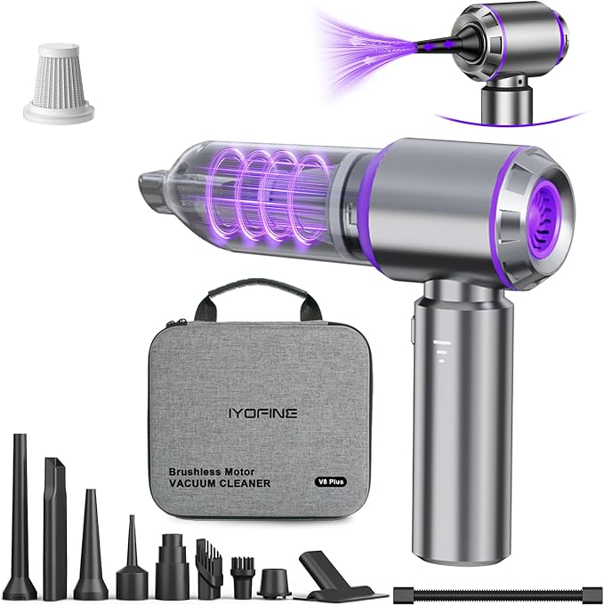 Vacuum/Air Duster 80,000RPM Super Power Mini Car Vacuum Cleaner | 4-in-1 air Blower Gun Air Duster & Air Blower & Pump Hand Electric air Duster Handheld dust Blower Blower Cordless