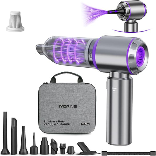 Vacuum/Air Duster 80,000RPM Super Power Mini Car Vacuum Cleaner | 4-in-1 air Blower Gun Air Duster & Air Blower & Pump Hand Electric air Duster Handheld dust Blower Blower Cordless