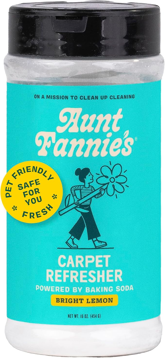 Aunt Fannie's Carpet Refresher Deodorizer, Bright Lemon, 16 oz, Pack of 1 | Neutralizes Dog and Cat Odors, Freshens High-Traffic Areas, Safe for Rugs Carpets & Upholstery, Natural Ingredients