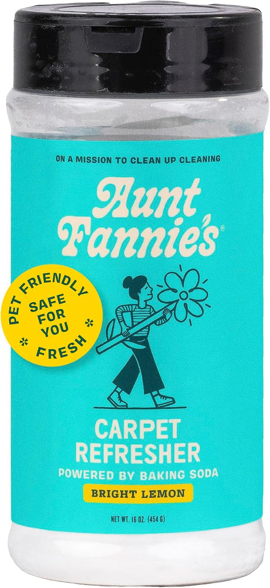 Aunt Fannie's Carpet Refresher Deodorizer, Bright Lemon, 16 oz, Pack of 1 | Neutralizes Dog and Cat Odors, Freshens High-Traffic Areas, Safe for Rugs Carpets & Upholstery, Natural Ingredients