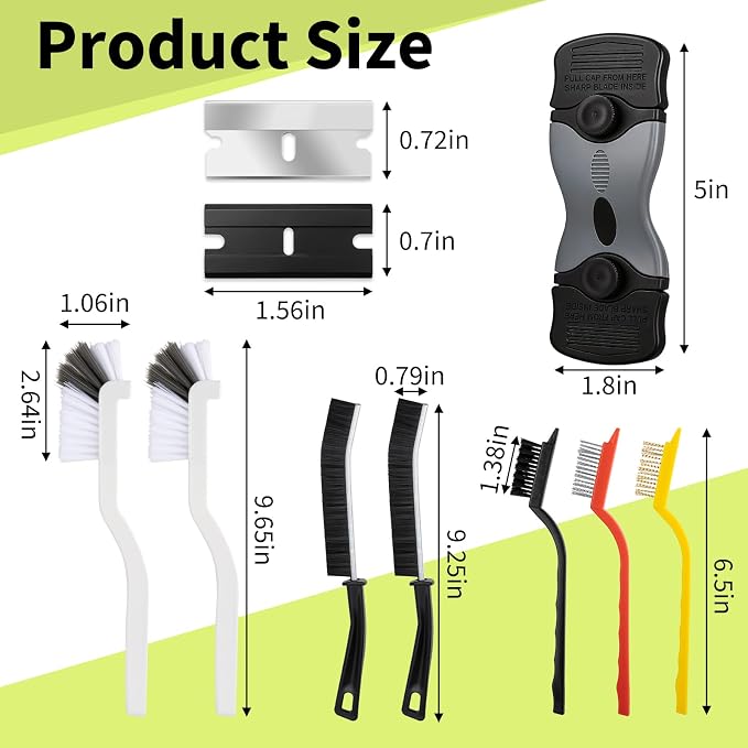 Oven Cleaner Brush Set with Oven Scraper for Cleaning, Heavy Duty Wire Brush Set for Oven, Stove, BBQ Grill & Range Hood, Kitchen Cleaning Kits Tools for Removes Tough Grease & Rust