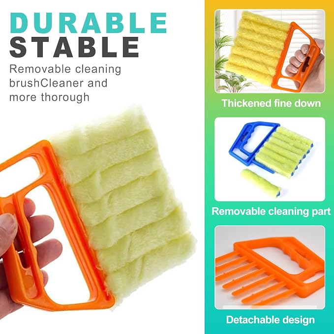 4 Pack Blind Cleaner Duster Tool, 7-Finger Window Blind Cleaner for Wood & Vinyl Blinds, Mini Blinds Cleaner Tool