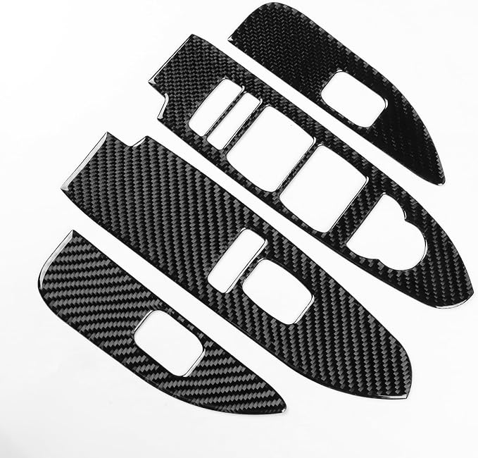 Car Window Lift Switch Panel Trim Real Carbon Fiber Compatible with Cadillac CTS 2008 2009 2010 2011 2012 2013 Interior Stickers Accessories