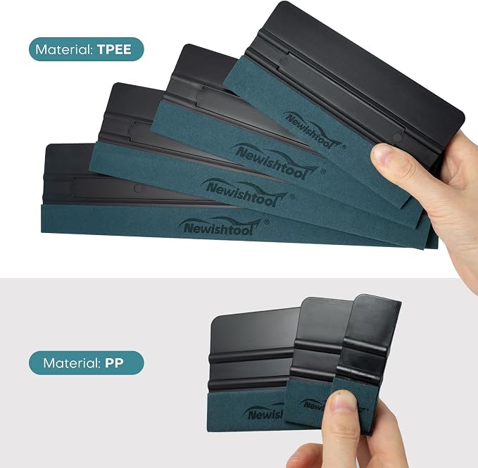 NEWISHTOOL 7 in 1 Vinyl Squeegee Tool Different Sizes Plastic Scraper Cards | Micro Fiber Suede Felt Edge Felt Squeegee Set for Wallpaper Smoothing, Car Wrapping, Window Tinting and PPF Installing