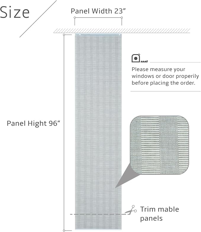 Replacement Fabric Panels for Sliding Glass Door (4-Pack, 23"x96"), Fabric Only, Natural Woven Blind Slats, Trimmable, Sheer, Track & Bottom Rail Not Included,Napa Taupe