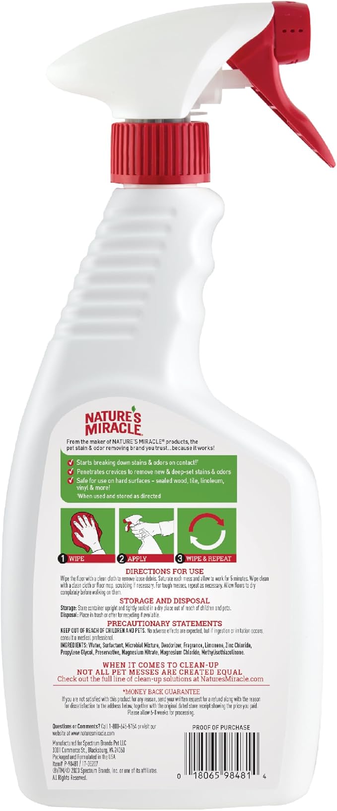 Nature's Miracle Hard Floor Cleaner,24 Ounces,Dual-Action Stain and Odor Remover Works to Remove Tough Pet Stains and Odors On Sealed Wood-and Hard Floor Surfaces,(Pack of 2)