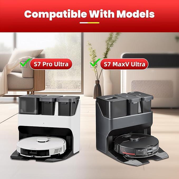 24 Pack Replacement Parts for Roborock S7 MaxV Ultra/S7 Pro Ultra Vacuum | 1 Main Brush, 1 Self-Cleaning Brush, 4 HEPA Filters, 4 Mop Pads, 6 Side Brushes, 6 Dust Bags, 1 Cleaning Brush, 1 Screwdriver