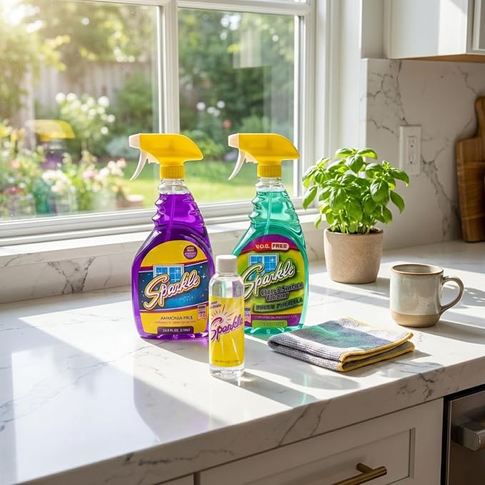 Sparkle Glass Cleaner Refill 1 Gallon (128 Fl Oz) – Ammonia-Free Heavy Duty Streak-Free Formula for Windows, Mirrors & Glass (Pack of 1)