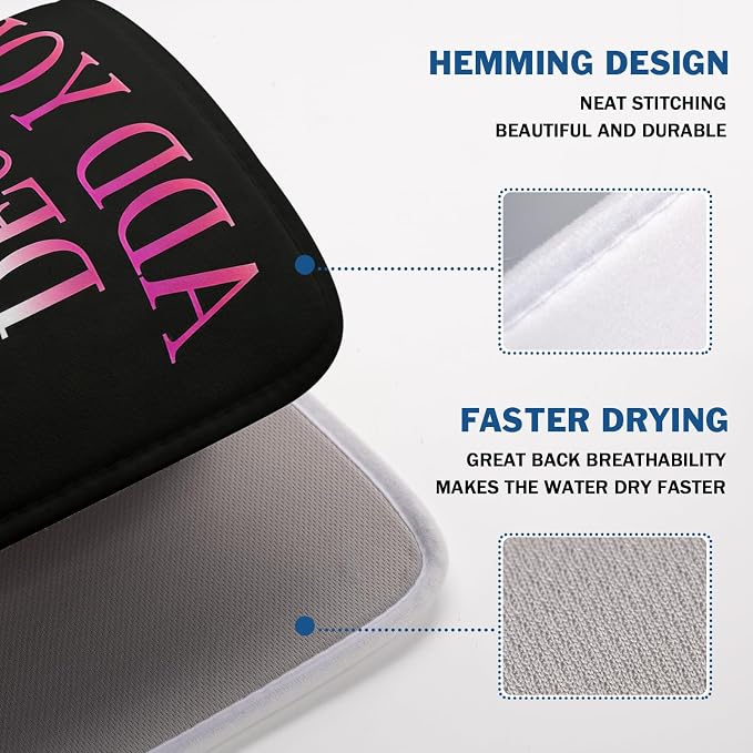 Custom Personalized Dish Drying Mat 18x24 Inch Customized Drying Mats with Picture Text for Kitchen Counter Custom Image Microfiber Absorbent Dishes Pad for Travel Festivals Family Memories Home Decor