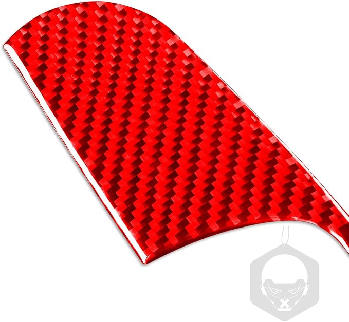 Red Real Carbon Fiber Trim for Nissan Rogue Accessories | for 2014-2020 / Rogue Sport 2017-2022 Side Mirror Control Sticker Interior Thick Overlay Decal