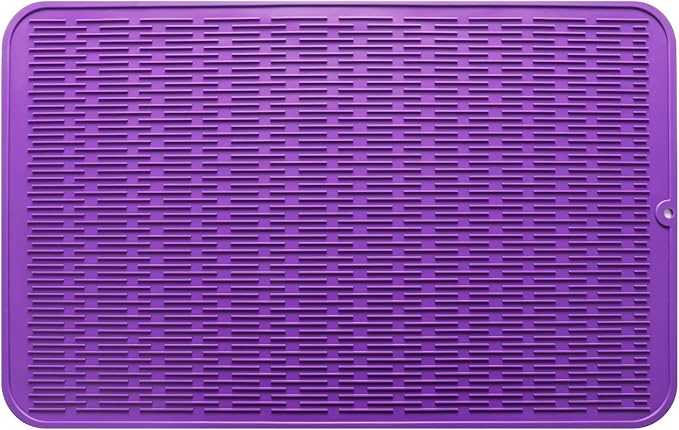 MicoYang Silicone Dish Drying Mat for Multiple Usage,Easy clean,Eco-friendly,Heat-resistant Silicone Mat for Kitchen Counter or Sink,Refrigerator or Drawer Liner Purple 3XL 28 inches x 18 inches