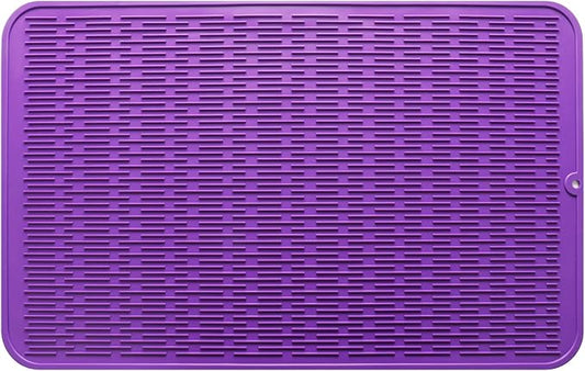 MicoYang Silicone Dish Drying Mat for Multiple Usage,Easy clean,Eco-friendly,Heat-resistant Silicone Mat for Kitchen Counter or Sink,Refrigerator or Drawer Liner Purple 3XL 28 inches x 18 inches