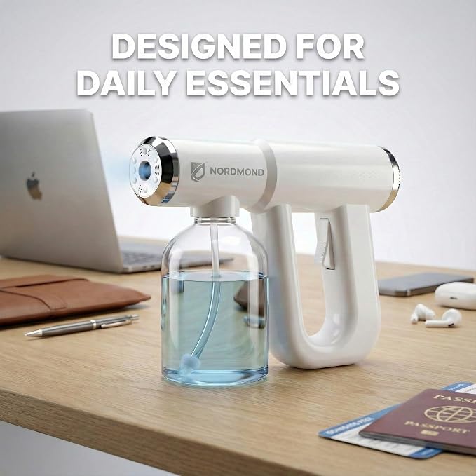 The Original Disinfectant Fogger Machine - Professional Sanitizer Sprayer - ULV Atomizer & Nano Steam Gun – Rechargeable Barber Spray Gun with Blue Light V2