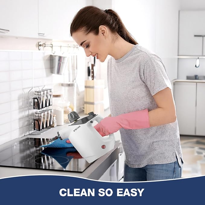 TICYACK Handheld Steam Cleaner, Steam Cleaner with 16 PCS Accessory & Safety Lock, 500ML Capacity, Multi-Surface Deep Cleaning for Home, Car, Bathroom, Grout, Floor, Window (White)