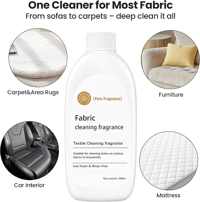 2-Pack Fabric Cleaning Solution Refill Compatible with Uwant Carpet Cleaner | Low-Foam Deep Cleaning Formula for Upholstery, Carpet, Couch, Mattress & Car Interior,(16.9 fl oz)