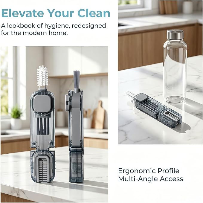 3Pcs 4 in 1 Cup Lid Gap Cleaning Brush Set,Multifunctional Crevice Cleaning Brush for Bottle,Multipurpose Bottle Cleaner with Compact Design Tiny Silicone Cup Holder Cleaner Tool,Kitchen Gadgets