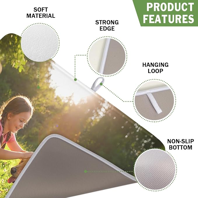 Customized Personalized Dish Drying Mat for Kitchen Counter Custom Any Photo Image Logo Text Microfiber Dish Drainer Mat Absorbent Washable Drying Pad 16"x18"